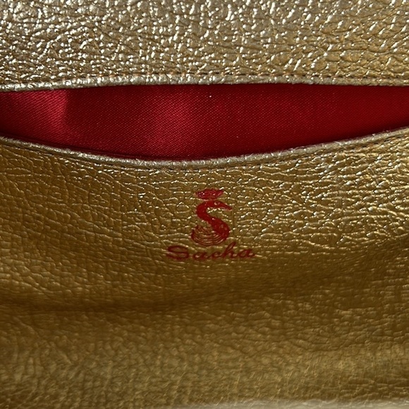 RARE Sacha Vintage White Wicker Straw Gold Curved Chain Strap Basket Box Purse - Picture 15 of 16